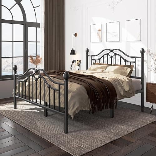 LoVinson Full Bed Frame with Headboard and Footboard, Modern Metal Platform Bed Frame Support Up to 1000LBS, Under Bed Storage, No Box Spring Needed, Easy Assembly, Black thumbnail 6