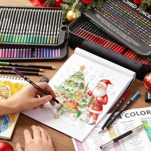 Shuttle Art 174 Colored Pencils for Adults, Soft Core Coloring Pencils Set with 1 Coloring Book, 1 Sketch Pad, 4 Sharpener, 2 Pencil Extender, Perfect for Artists Kids Adults, Drawing thumbnail 2