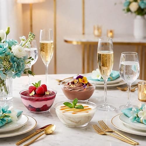 JoyServe Clear Mini Plastic Bowls - (Bulk 100 Pack) 6 Oz Disposable Premium Hard Plastic Dessert Bowls for Serving, Weddings, Catering, Parties, Salsa, Home or Event Party Supplies thumbnail 8