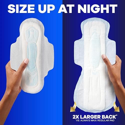 Always Maxi Pads for Women, Extra Heavy Overnight Pad with Wings, Size 5, Unscented, 36 Count thumbnail 7