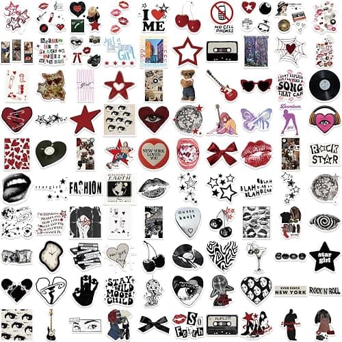 Lot de 100 autocollants Y2K Grunge Aesthetic Downtown Girls, autocollants tendance des années 2000 pour bouteilles d'eau, ordinateur portable, skateboard, imperméables en vinyle thumbnail 8