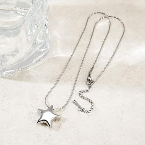HANRESHE Star Choker Necklace for Women Stainless Steel Minimalist 14K Gold Plated Star Charm Pendant thumbnail 4