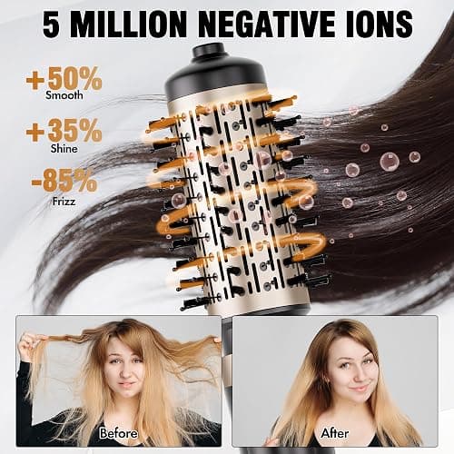 DAILYLIFE Rotating Hair Dryer Brush, Hot Air Brush, Spinning Blow Dryer Brush with 2 Brushes (1.5" & 2"), Ionic Generator thumbnail 4