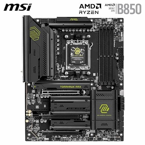 MSI MAG B850 Tomahawk MAX WiFi Motherboard, ATX - Supports AMD Ryzen 9000/8000 / 7000 Processors, AM5-80A SPS VRM, DDR5 Memory Boost 8400+ MT/s (OC), PCIe 5.0 x16, M.2 Gen5, Wi-Fi 7, 5G LAN thumbnail 2