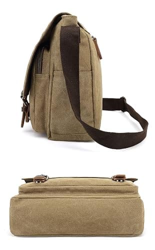Sechunk Canvas Vintage Messenger Bag Shoulder bag Leather Large Travel Crossbody bags for men women 15inch Laptop thumbnail 3