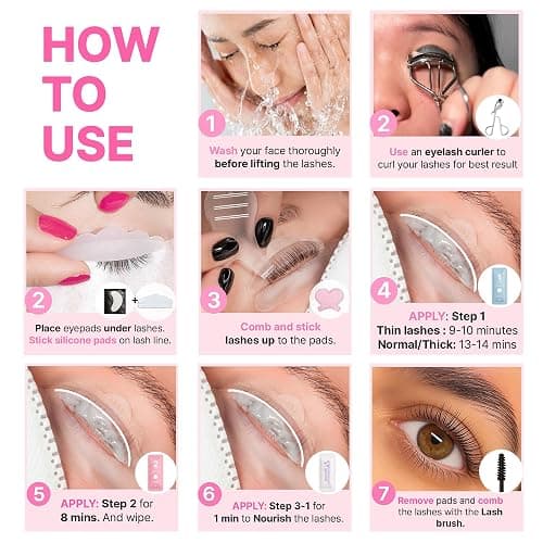 Korean Lash Lift Kit - 5 Sets At Home Eyelash Perm Kit with Upgraded Glue, Eyelash Lift, DIY Lash Perm Easy for Beginner & Professional, Semi Permanent Perming Wave Suitable For Salon & Home thumbnail 6