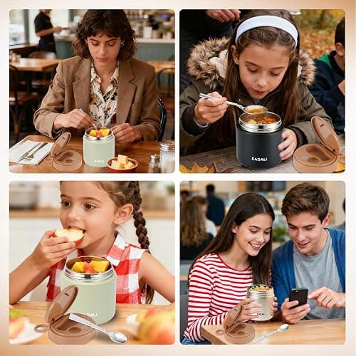 Eadali 15.2 oz Thermo Food Jar for Kids & Adults, Vacuum Insulated Lunch Container 316 Stainless Steel, Hot & Cold Soup Jar with Spoon, BPA Free & Leak Proof thumbnail 6