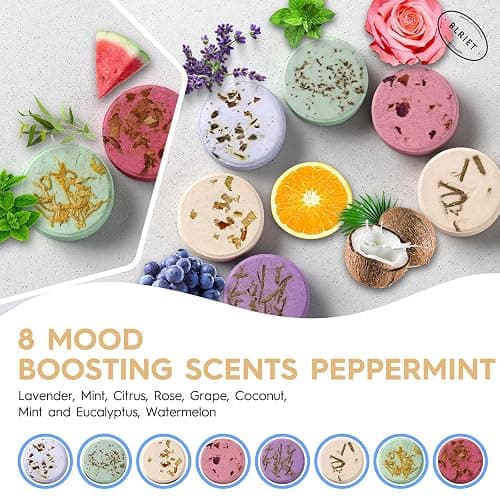BLRIET Shower Steamers Aromatherapy Stocking Stuffers Christmas Gifts for Women 8 PCS, Shower Bombs Gifts for Mom with Lavender Fruit Natural Essential Oils, Self Care Gifts for Women & Lover thumbnail 3
