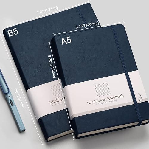 AHGXG Thick Journal Lined Notebook - 320 Numbered Pages A5 College Ruled Notebook for Writing, 100gsm Lined Paper, Leather Hardcover, for Women Men Work Office School, 5.75'' X 8.38''-Dark Blue thumbnail 8