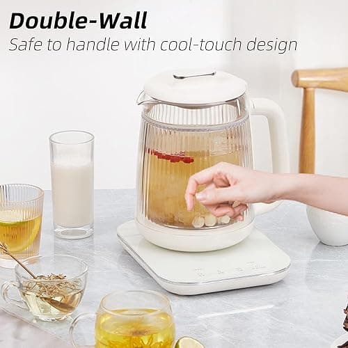 Health Pot, 1.5L Double-Layer Glass Electric Kettle with Stew Pot, 9-in-1 Multi-Function Tea Maker for Soup, Porridge, Herbal Tea, Stainless Steel Base, Glass Touch Panel, Programmable thumbnail 2