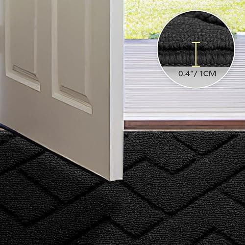 hicorfe Indoor Doormat,Front Back Door Mat Rubber Backing Non Slip Door Mats 24"x35" Absorbent Resist Dirt Entrance Doormat Inside Floor Mats for Entryway Washable Low-Profile(Black) thumbnail 4