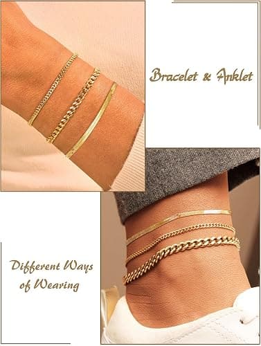 DEARMAY Gold Anklets for Women Waterproof | Non Tarnish14K Gold Plated Ankle Bracelets Set Stack, Summer Beach Jewelry Gifts for Vacation thumbnail 6