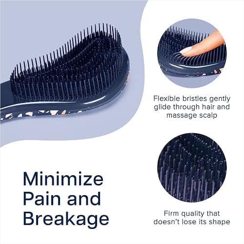 Crave Naturals Glide Thru Hair Brush - Detangler Brush for Curly, Straight, Wet or Dry Hair - Gentle Detangling Brushes for Adults, Kids, Toddlers - Hair Accessories for Women, 7.5"x3" - Terazzo thumbnail 3