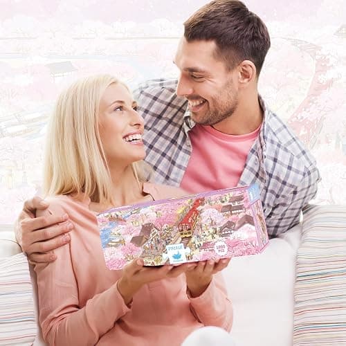 MOMIBOOK 1000 Piece Puzzle for Adults Jigsaw Puzzles of Arashiyama Sakura Tour, Painting Image Cherry Blossom Difficult Challenging Impossible Puzzle Unique Party Christmas Birthday Gifts thumbnail 7