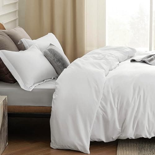 Bedsure Duvet Cover Full Size - Soft Double Brushed Bedding Set for Kids & Adults, Zipper Closure, 3 Pieces, Includes 1 Duvet Cover (80"x90") & 2 Pillow Shams, NO Comforter, White - Full (80" x 90") - 00 - White thumbnail 4