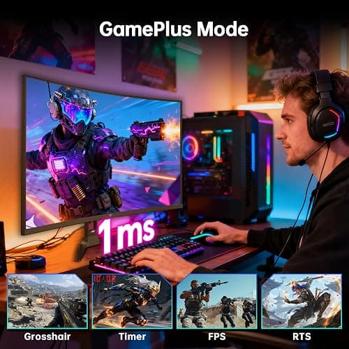 KTC 32 Inch Curved Gaming Monitor, 2K 180Hz Computer Monitor, Up to 185Hz, QHD 1500R PC Monitor 1ms with Adaptive Sync, DisplayPort/HDMI/USB, VESA Wall Mount, Tilt Adjustable, H32S5 thumbnail 5