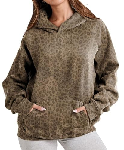 TERIVEEK Women Leopard Hoodies Oversized Cheetah Print Sweatshirt Hooded Long Sleeve 2000s Pullover Tops Y2k Graphic Hoodies - Image 1