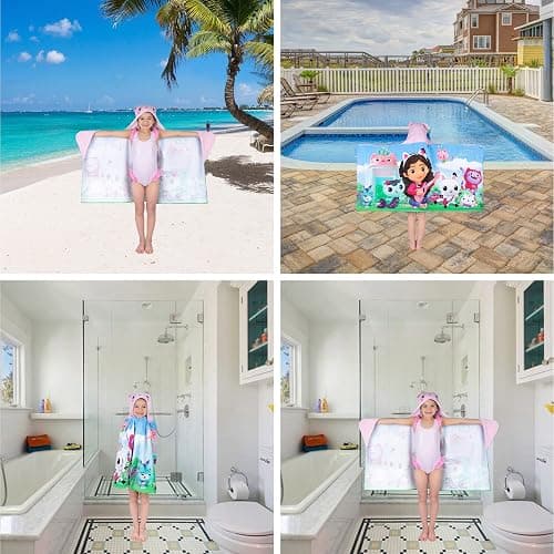 DreamWorks Gabby's Dollhouse Bath/Pool/Beach Soft Cotton Terry Hooded Towel Wrap, 24 in x 50 in, By Franco Kids thumbnail 7