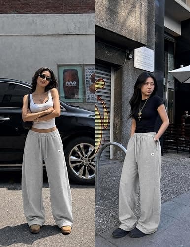 Aelfric Eden Mens Wide Leg Sweatpants Solid Arc Sweat Pants Open Bottom Casual Athletic Lounge Pants with Pockets thumbnail 4