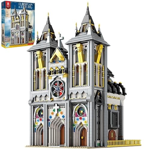 Reobrix Medieval Castle Building Block Set with Light,Architectural Model Kit 66027,European Century Church,Construction Model for Adult and Teens Age of 14+,Home Decoration,Idea Art Gift,3183 PCS - Image 1