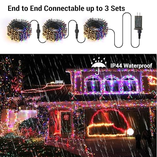 Brizled Christmas Lights, 65.67ft 200 LED Color Changing Tree Lights 11-Function Warm White & Multicolored Christmas Lights, Connectable 29V Safe Adapter Remote Decorative Lights String for Xmas Party thumbnail 4