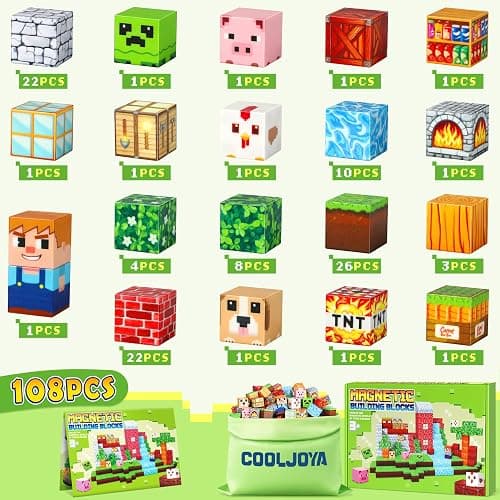 COOLJOYA Construction Magnetique Enfant Cube Magnétique, Jeu Aimant Magnetic avec Jeux Aimants Magnetique, Jouet Éducatif Montessori pour Enfants 3 4 5 6 7 8 9 10 Ans Cadeau Créatif thumbnail 7