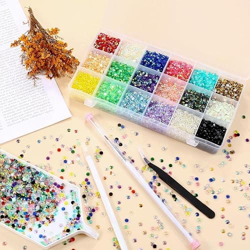 20700Pcs 4mm Resin Flatback Rhinestones Tumbler Non-hotfix Round Gems for Nails Crafts Clothes Shoes Decoration(4mm,Mixed Color) thumbnail 8