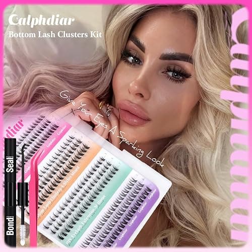 calphdiar Bottom Lash Clusters Kit DIY Eyelash Extensions 4 Styles Bottom Lashes Extension Kit Wispy Lower Eyelash Clusters Kit 5-7mm Natural Individual Lashes 225Pcs for Bottom Lash Extension thumbnail 7