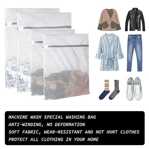 Extra Large Honeycomb Mesh Laundry Bag125gsm Net Fabric Durable and Reusable Delicate Wash Bag,Travel Organization Bag for Lingerie,Clothes,Jeans,Bath Towel,Sock (Set of 4(2L+2XL)) thumbnail 3