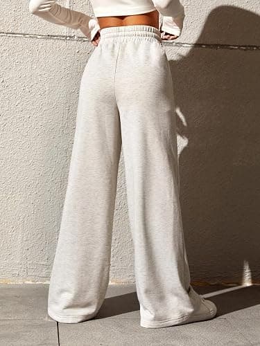 Yousify Wide Leg Sweatpants for Women Casual Elastic High Waisted Drawstring Long Pants with Pockets thumbnail 3