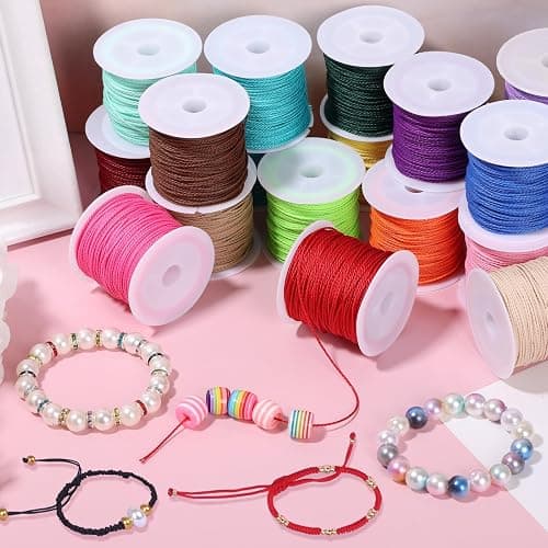 Cridoz 20 Rolls Wax String for Bracelet Making, Waxed Thread Bracelet Cord, Waxed Polyester Cord Bracelet Rope for DIY Bracelets, Necklace and Macrame thumbnail 7