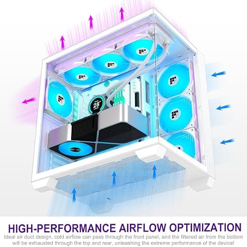 FOIFKIN F600 PC Case - Pre-Installed 7 PWM ARGB Fan, ATX Mid-Tower Gaming PC Case, 270° Panoramic Glass with Type-C, FOIFKIN (White, F600) thumbnail 4