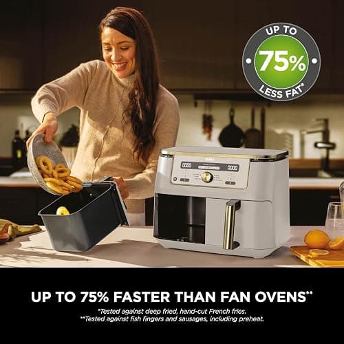 Ninja MAX Dual Zone Digital Air Fryer, 2 Drawers, 9.5L, 6-in-1, Uses No Oil, Air Fry, Max Crisp, Roast, Bake, Reheat, Dehydrate, Non-Stick, Dishwasher Safe Baskets, Stone Gold DZ400UKSTGD thumbnail 8
