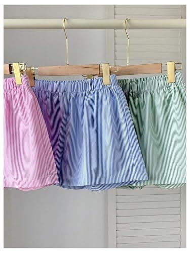 Milumia Girl's 3 Pack Striped Elastic Waist Straight Leg Going Out Casual Shorts thumbnail 6