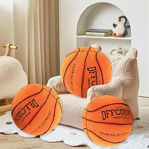 Cuscino da Basket in Peluche 3D, 25 cm - Morbido Decorazione 2024, Creativo per la Stanza - Regalo per Bambini Amanti del Basket thumbnail 2