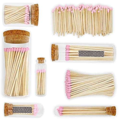 2" Light Pink Tip Safety Matches | Set of 100+ Bulk Artisan Matchsticks with Striker Stickers by Thankful Greetings | Decorative & Unique Candle Lighting, Home Decor, Wedding Giveaways, & Events thumbnail 5