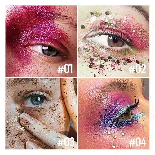 KYDA Body Glitter Stick, Chunky Glitter Gel for Face Body Hair, Sparkling Holographic Mermaid Sequins Paint, Waterproof Multiuse Makeup Glitter Gel, Blue - Blue thumbnail 4