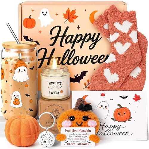 Halloween Gifts for Women & Teen Girls, Cute Boo Basket Stuffers for Women | Halloween Basket for Teenage Girls, Pumpkin Teen Girl Gifts Trendy Stuff for Her Sisters Daughters Friends Teens Adults - Image 1