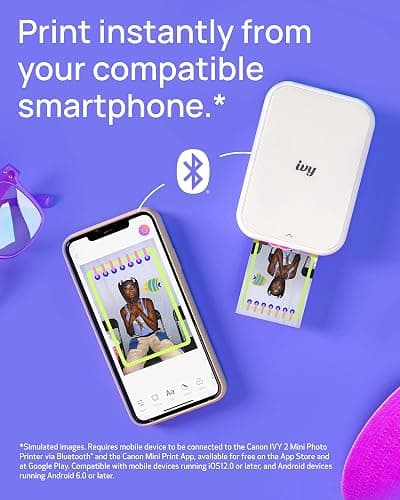 Canon Ivy 2 Mini Photo Printer, Print from Compatible iOS & Android Devices, Sticky-Back Prints, Pure White thumbnail 2