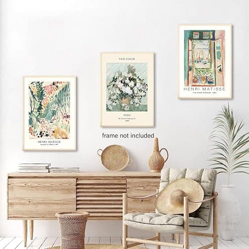 LYPHNX Sage Green Matisse Poster Wall Art Vintage Abstract Floral Prints Set of 3 Mid Century Aesthetic Flower Artwork Painting Picture Canva Decor for Living Room Bedroom Bathroom 12"x16" Unframed thumbnail 2