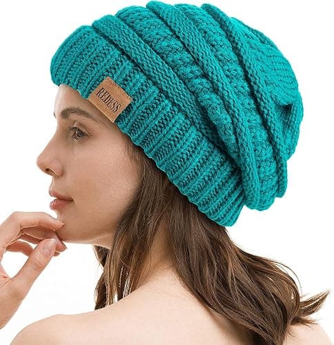 REDESS Slouchy Beanie Hat for Men and Women Winter Warm Chunky Soft Oversized Cable Knit Cap - Image 1