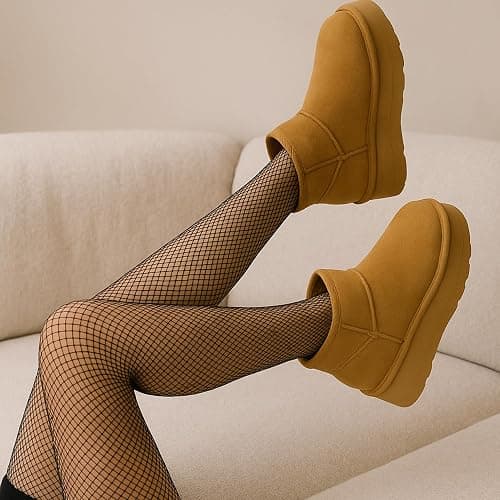 CUSHIONAIRE Hippy Women’s Platform Ankle Boots – Genuine Suede, Faux Fur Lining, Cozy Winter Slip-On Design, Comfortable Footwear with Wide Widths Available thumbnail 2