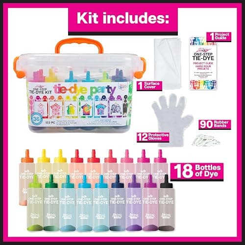 Tulip One-Step Tie Dye Kit, Large Group Activity, Gift, 14 Vibrant Colors, Permanent Fabric Dye, Easy Clean-up, 18 Prefilled Full-Size Bottles and Tools thumbnail 2