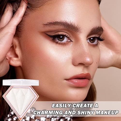 XINGXYUEL Face White Highlighter Makeup Palette Shimmer Contour Powder Waterproof Long-Lasting, Brightens Face Complexion Contour Illuminator Highlighters Blush Powder Makeup Palette - 01 Pearl White thumbnail 7