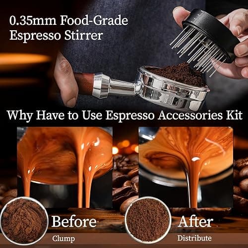 DiatZeno 53MM Espresso Accessories - WDT Tool , Coffee Tamper set with 2-in-1 Design, 304 Stainless Steel Premium Coffee Accessories for Home Baristas & Beginners thumbnail 4