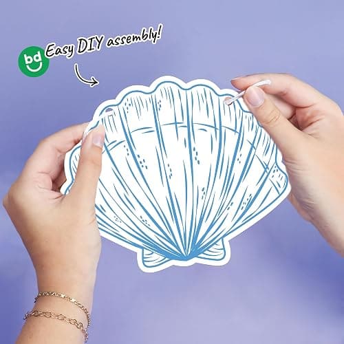 Big Dot of Happiness Last Toast on The Coast Banner, Beach Bridal or Bachelorette Party Decor, 30 Feet of Cord, 15 Double-Sided Seashells, Champagne Glasses, Wedding Ring Shaped Pieces thumbnail 3
