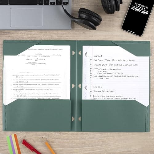 Five Star 2-Pocket Plastic Folder with Stay-Put Tabs, Fits 3-Ring Binder, Holds 8.5" x 11" Paper, Assorted Colors, 4 Pack (333420B) thumbnail 2
