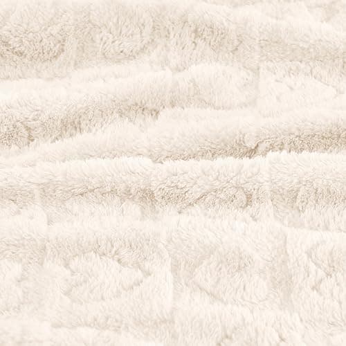 Yurhap Heart Baby Blanket, Love Plush Fleece Baby Blankets for Boys Girls | Soft Sherpa Baby Boy Blankets for Infant Toddler Newborn Gifts, Fluffy Baby Essentials, For Crib Stroller, 30"x40", Cream thumbnail 7