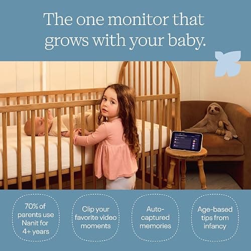 Nanit Smart Baby Video Monitor - Camera & Floor Stand - 1080p Wi-Fi Camera | Pro edition, 2-way audio, sound/motion/cry notifications, night vision, see your baby from anywhere, video camera thumbnail 8