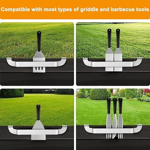 10 Inch Griddle Spatula Holder Magnetic Design, Stainless Steel Grill Barbecue Tool Rack, Griddle Accessories for Blackstone Flat Top Griddle and Other Grill Griddles (2 Pcs) thumbnail 6